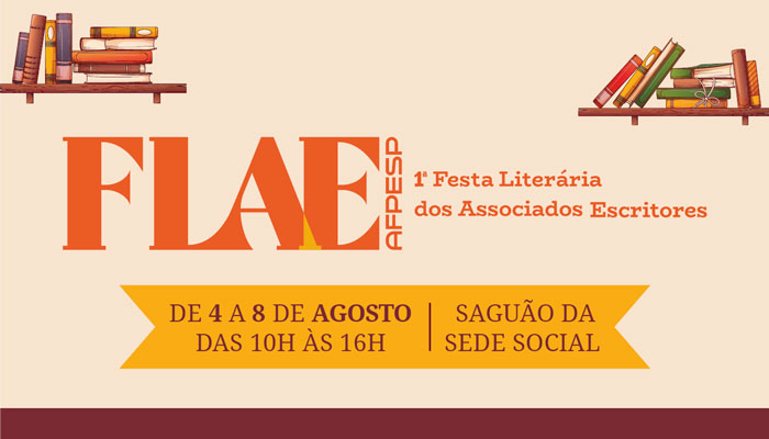 Festa Literária dos Associados Escritores (FLAE) começa segunda-feira (4) na Sede Social