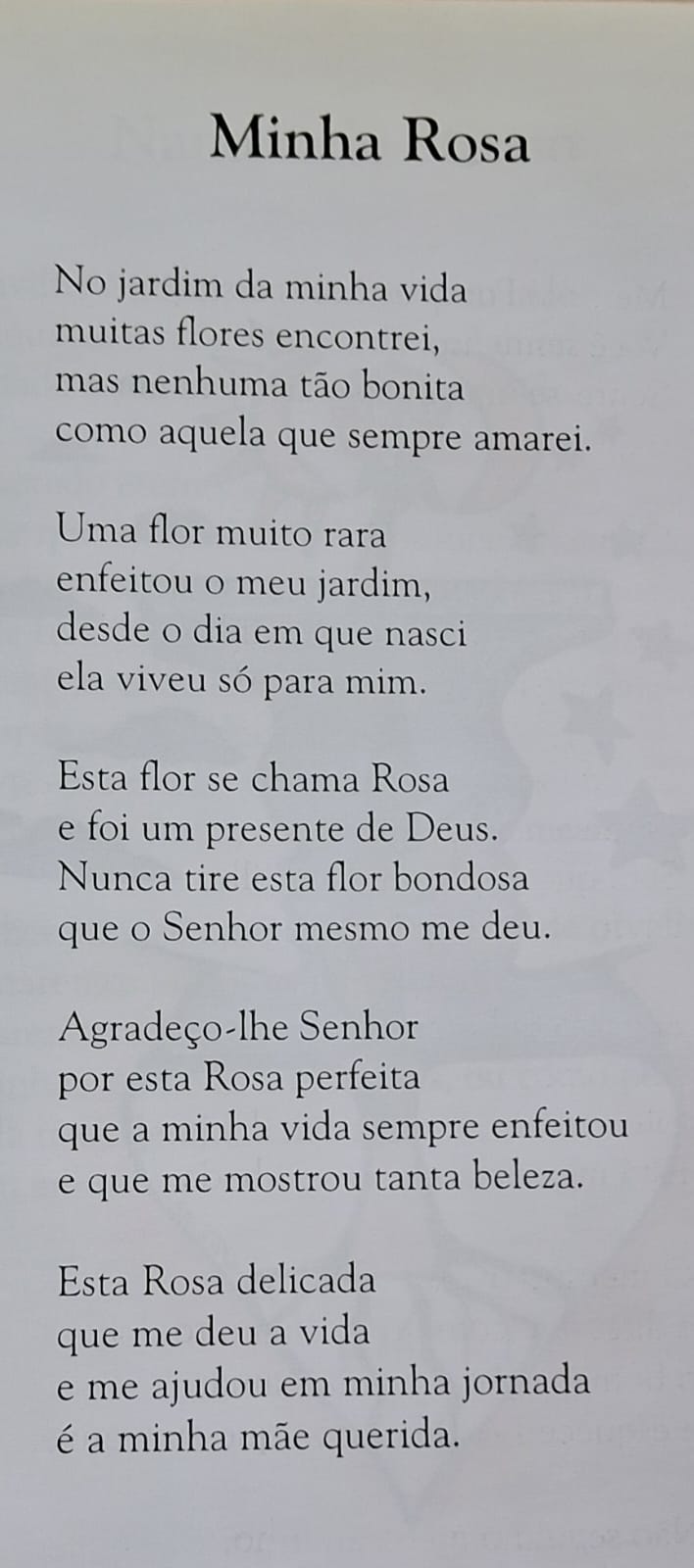 Poema declamado pela acadêmica. Imagem: acervo pessoal